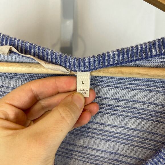 SOFT SURROUNDINGS Womens Large L With a Twist Sweater Blue White Striped 2CV51 - Picture 5 of 6